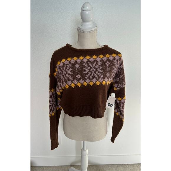 SO Shine Fair Isle Cropped Sweater - M - Picture 2 of 6